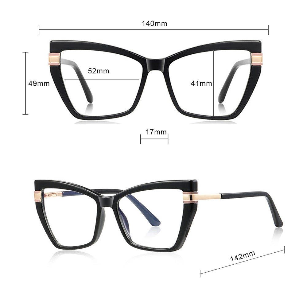 Lunettes d'ordinateur pour femmes Techsuit 2269, Anti-Lumière Bleue, Noires