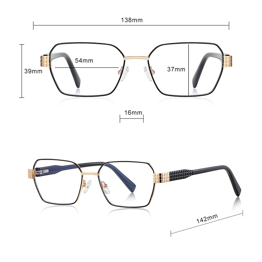 Techsuit 3161 Women's Computer Glasses, Anti-Blue Light, Black Gold