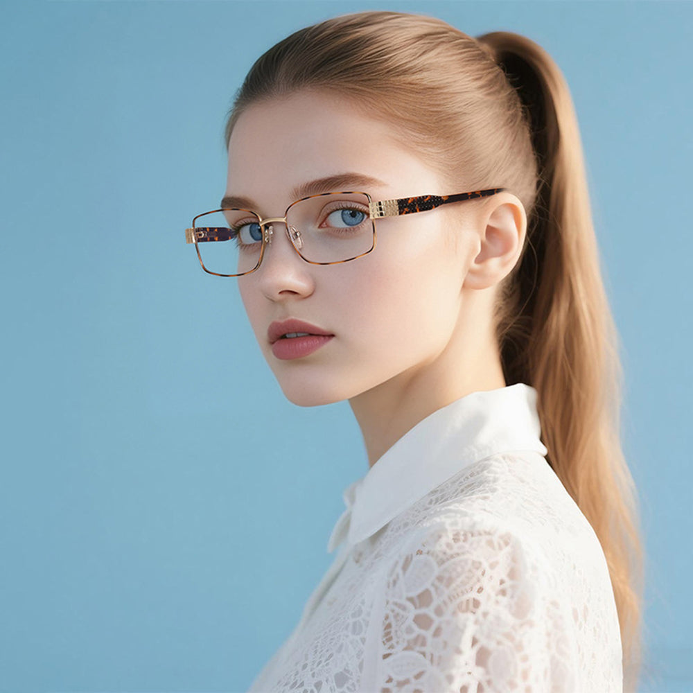 Lunettes d'ordinateur pour femmes Techsuit 3163, Anti-Lumière Bleue, Noires Dorées