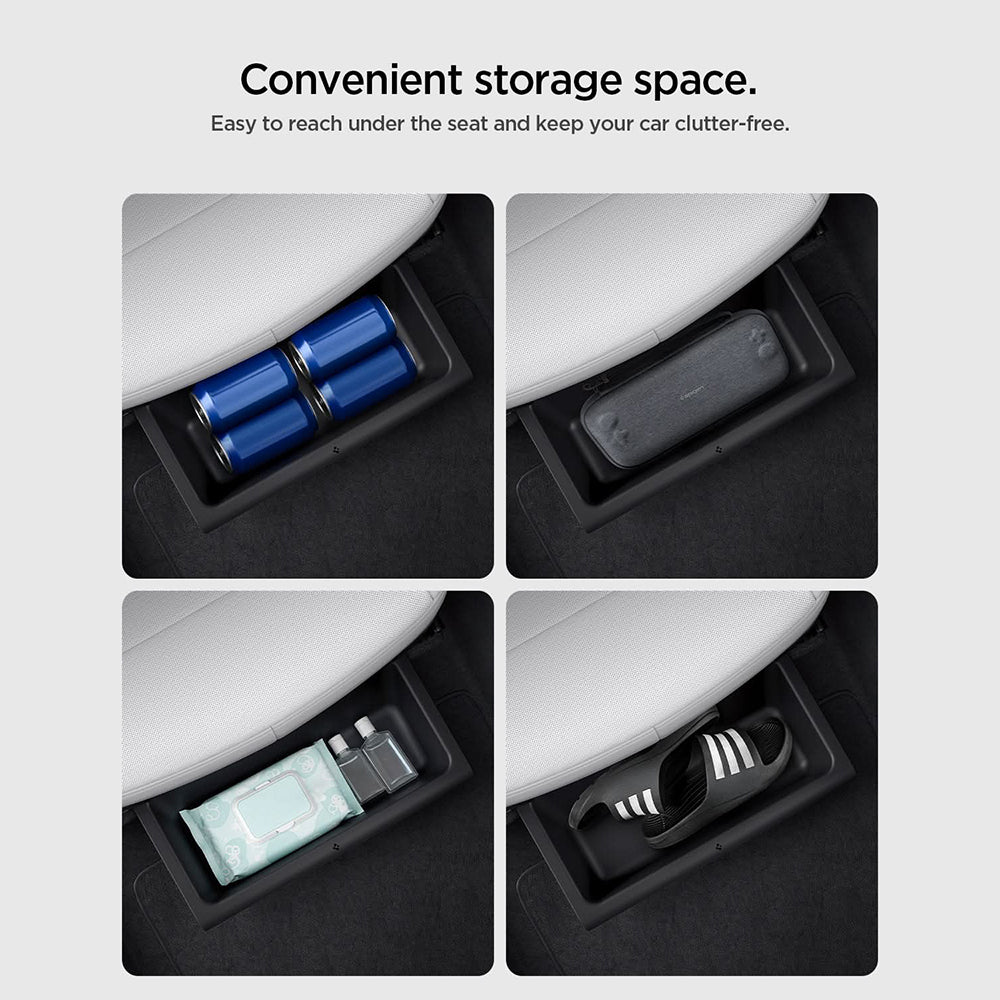 Spigen TO222J Auto-Organizer zur Montage unter dem Sitz für Tesla Y Juniper, 2-teiliges Set