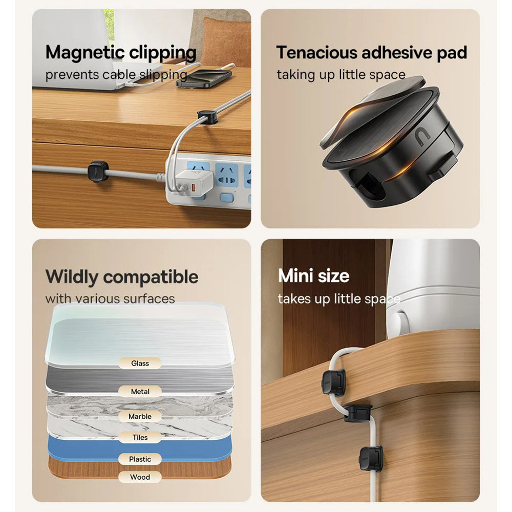 Organisateur de Câbles Baseus Lite Magnétique, Set de 3 Pièces, Blanc B01331106211-00