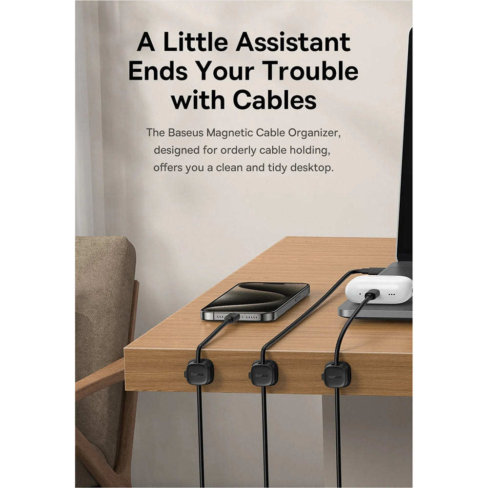 Baseus Lite Magnetic Kabelorganisator, Set 3 Stück, Schwarz B01331106111-00