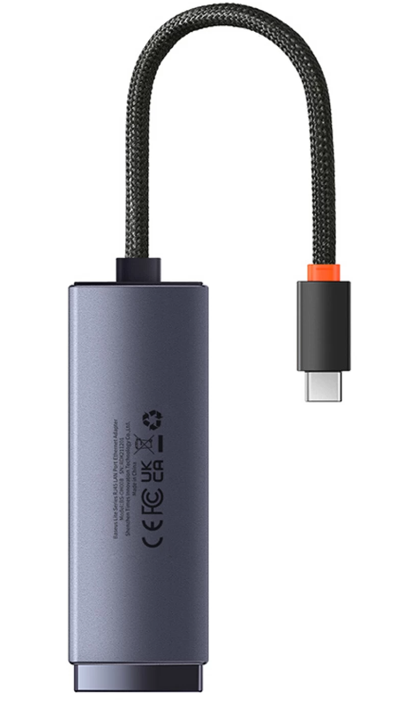 Baseus Lite Network Card, RJ45, USB-C, Gray WKQX000313