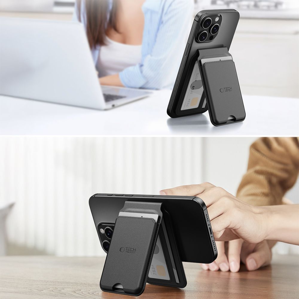 Portefeuille MagSafe, Tech-Protect, Magwallet Stand, Noir