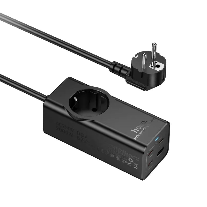 Rallonge HOCO NS9, 1 x Schuko, Noir