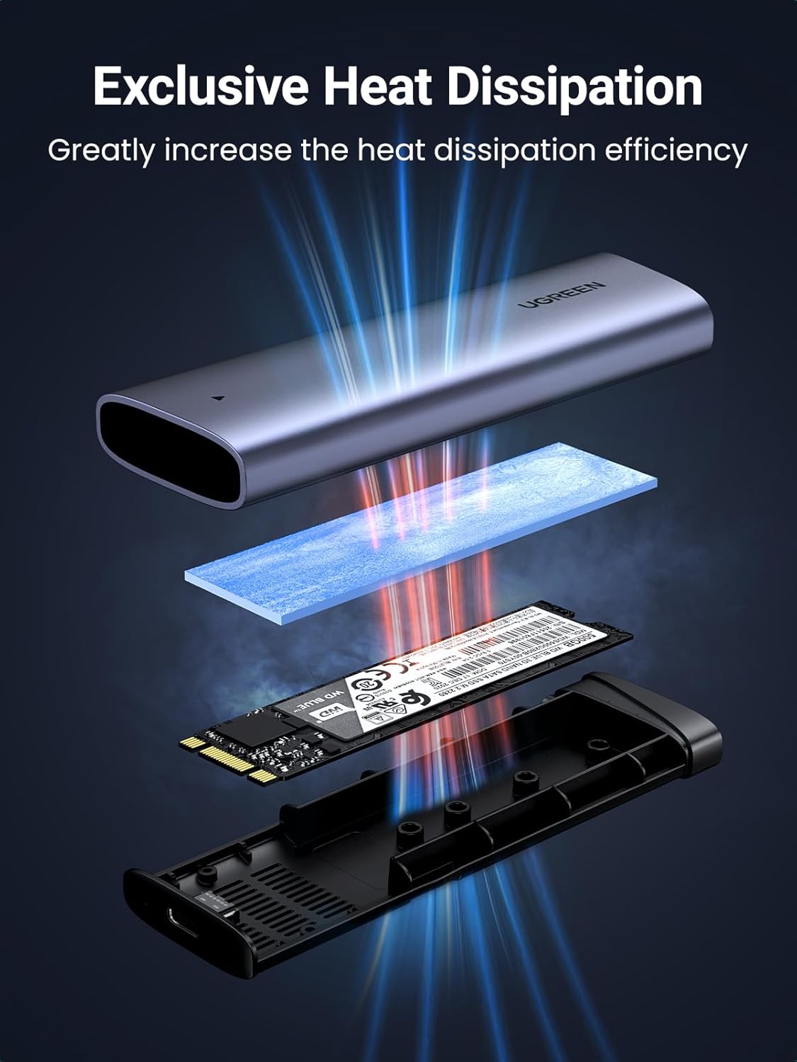 UGREEN CM767 Rack for M.2 NVMe SSD, Gray