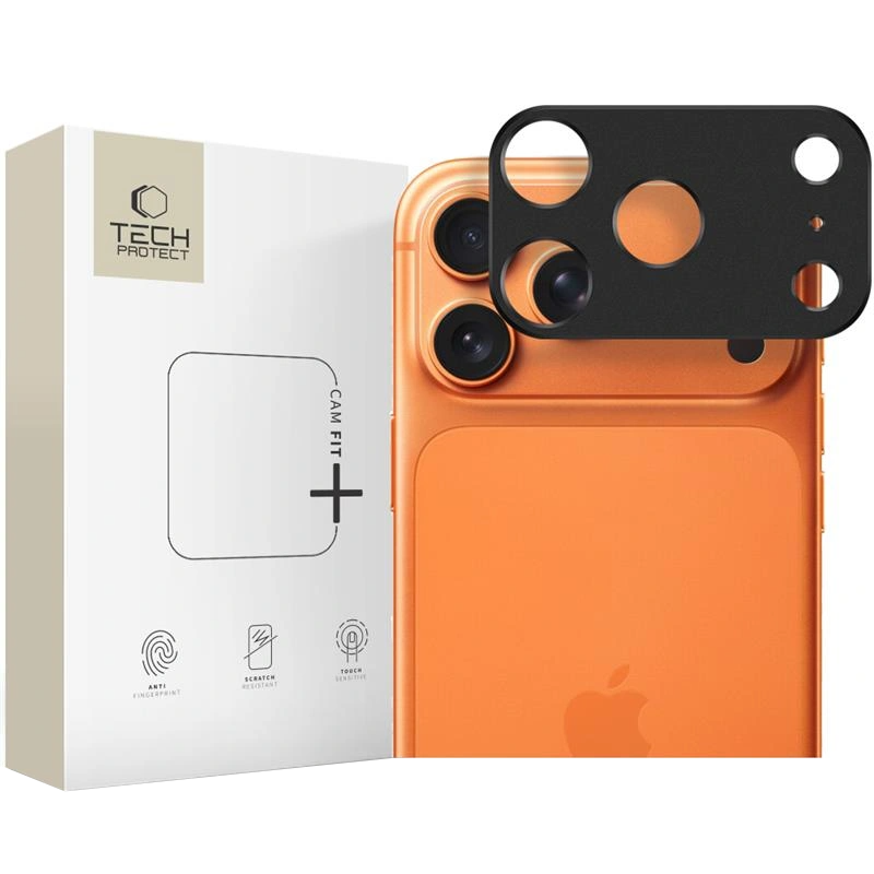 Cadre de protection pour caméra arrière Tech-Protect Camalloy Fit+ pour Apple iPhone 17 Pro Max, Aluminium, Noir