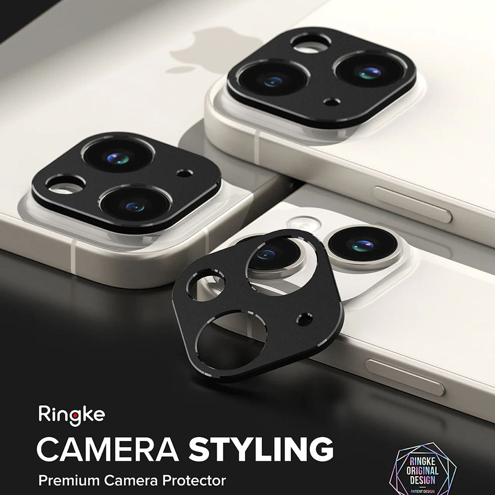 Cadre de protection pour caméra arrière Ringke Styling pour Apple iPhone 15 Plus / 15, Aluminium, Noir