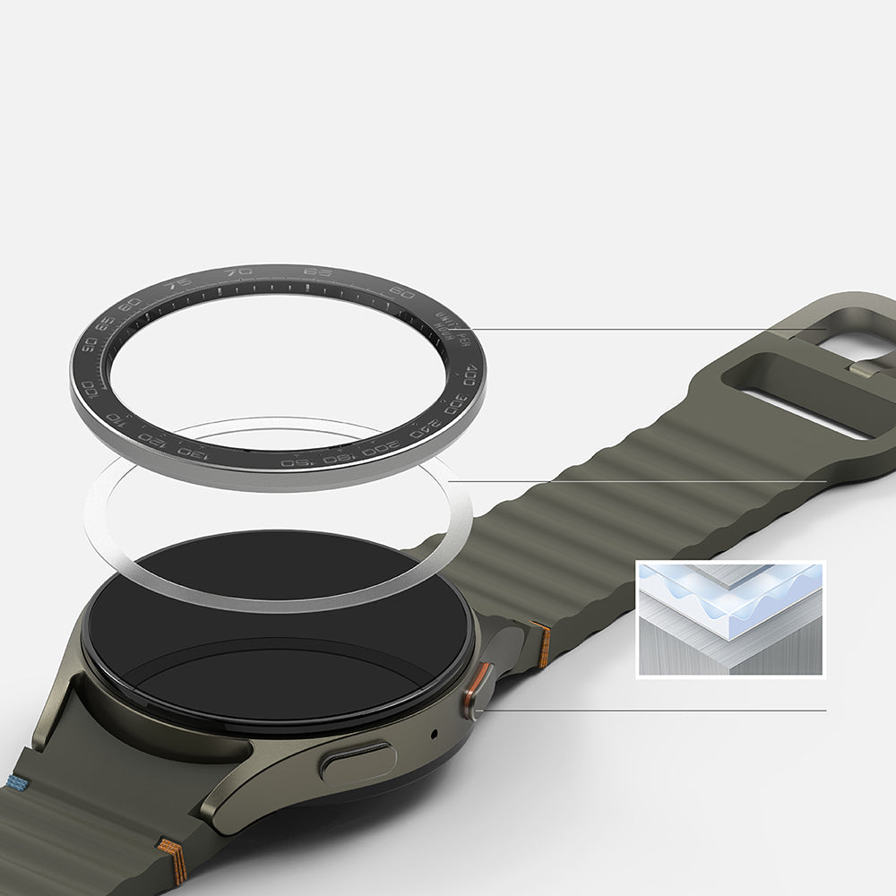 Ringke Premium Styling Schutzrahmen für Samsung Galaxy Watch7 40mm, Modell 1, Schwarz
