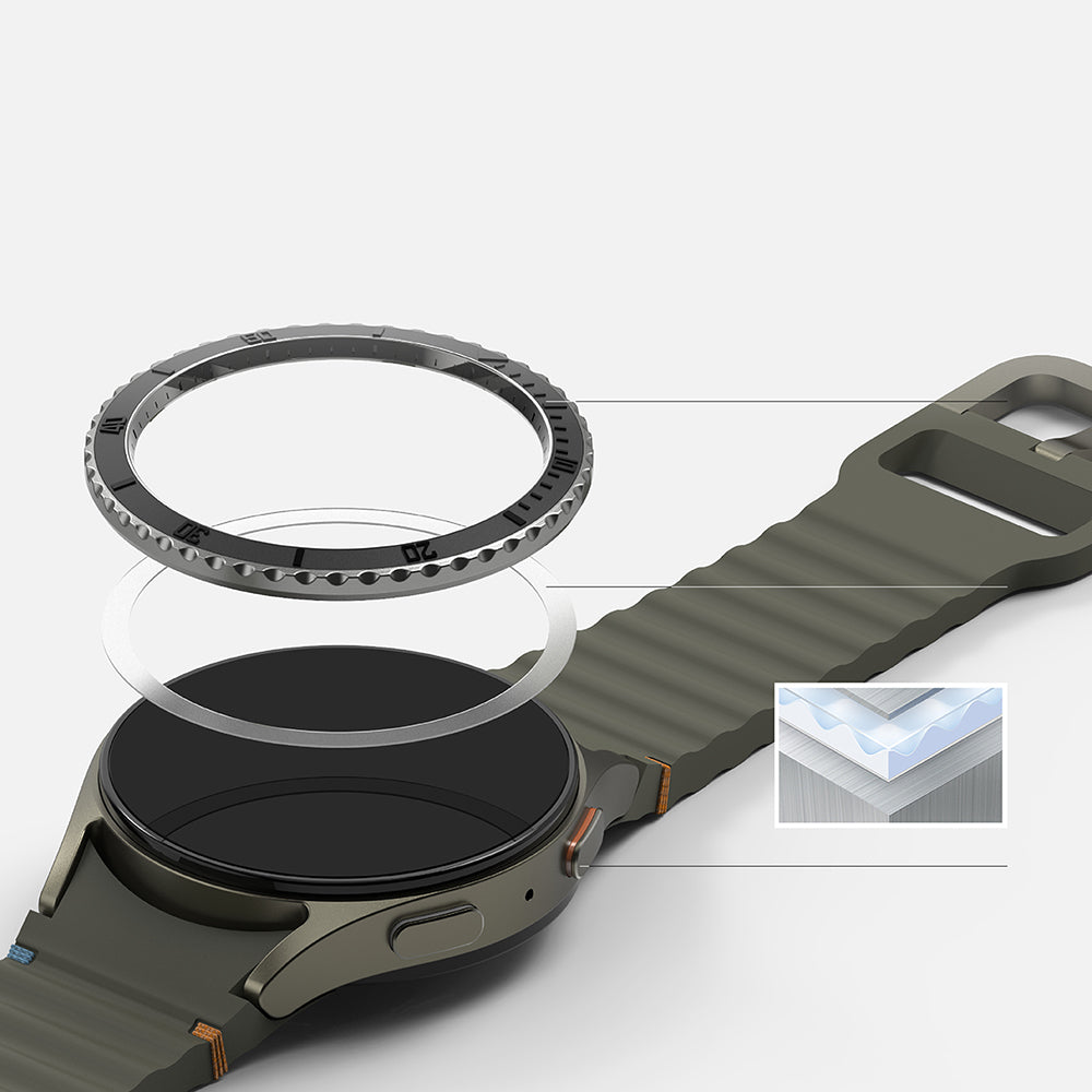 Ringke Premium Styling Schutzrahmen für Samsung Galaxy Watch7 44mm, Modell 3, Schwarz