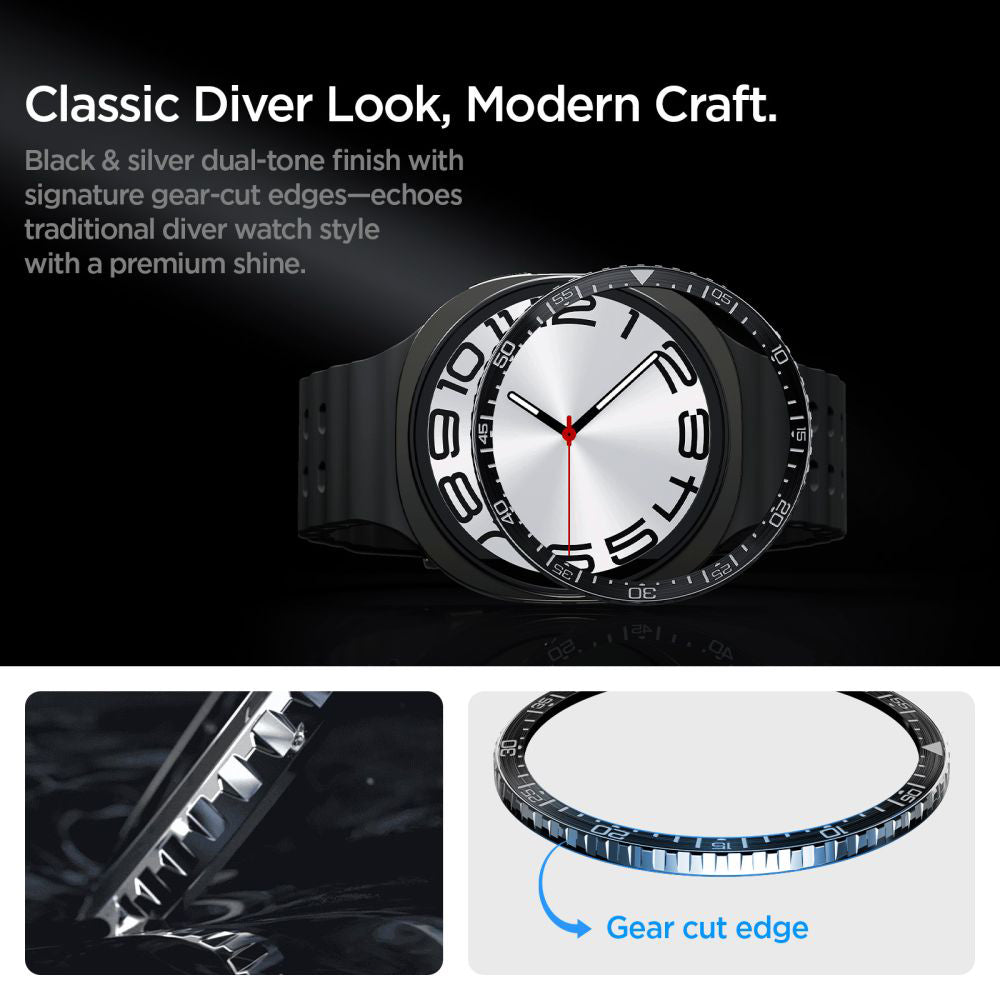 Cadre de protection Spigen Tune Diver pour Samsung Galaxy Watch8 44mm, Noir ACS10008