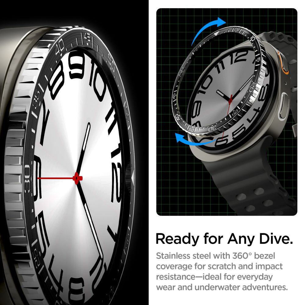 Cadre de protection Spigen Tune Diver pour Samsung Galaxy Watch8 44mm, Noir ACS10008
