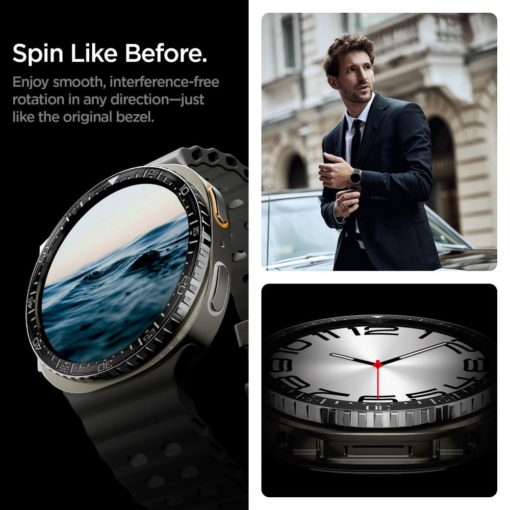 Cadre de protection Spigen Tune Diver pour Samsung Galaxy Watch8 44mm, Noir ACS10008