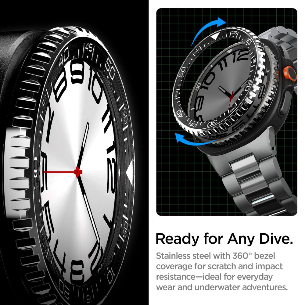 Spigen Tune Pro Diver Protection Frame for Samsung Galaxy Watch8 Classic, Black