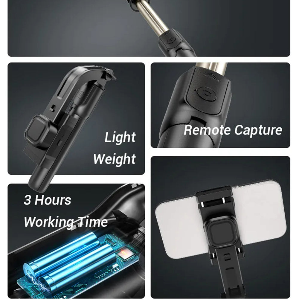 Perche à selfie Bluetooth Techsuit C06, Universelle, Noire