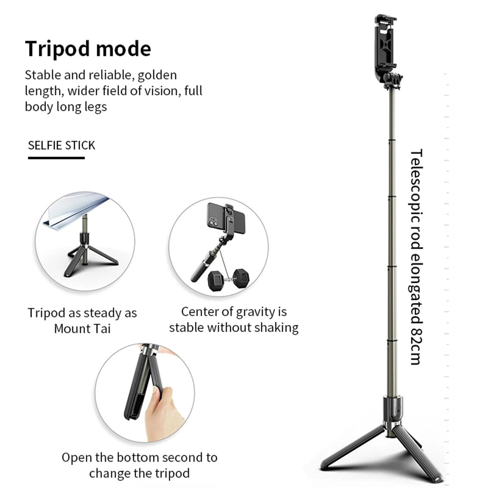 Perche à selfie Bluetooth Techsuit L03, Universelle, Noire