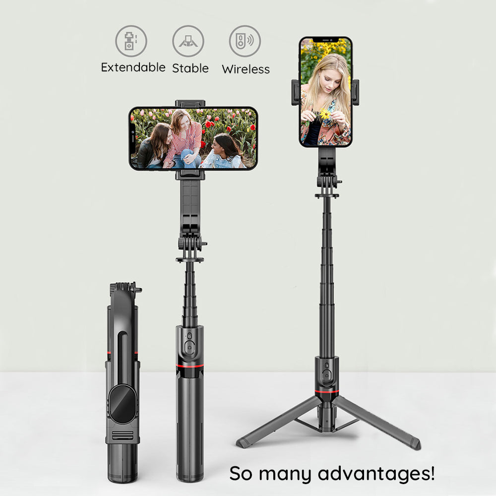 Perche à selfie Bluetooth Techsuit L12, Universelle, Noire