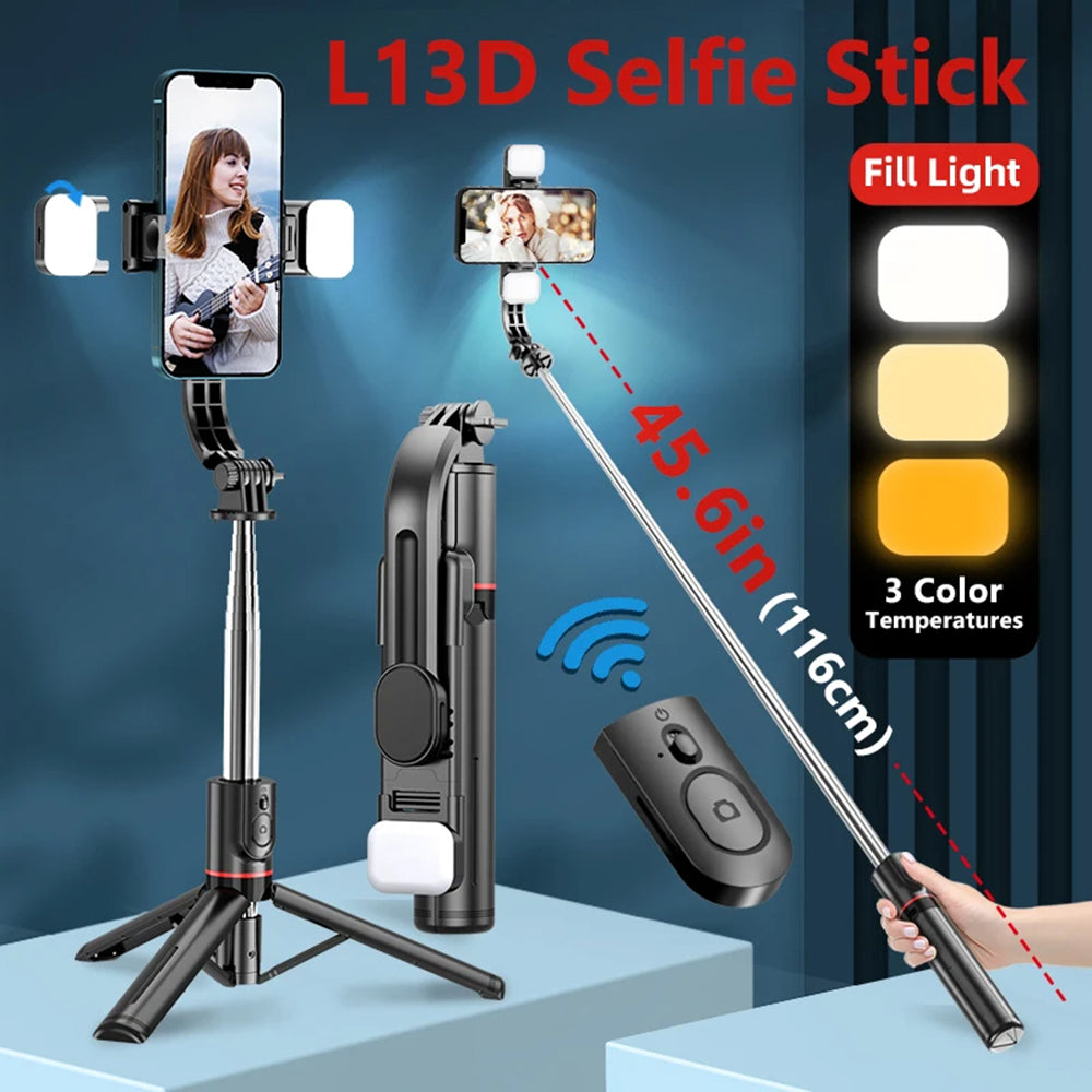 Selfie Stick Bluetooth Techsuit L13d, Universal, Schwarz