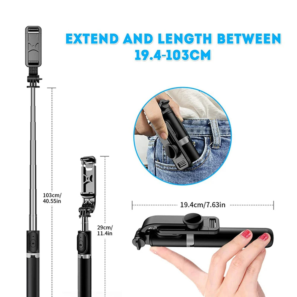 Perche à selfie Bluetooth Techsuit Q02, Universelle, Noire