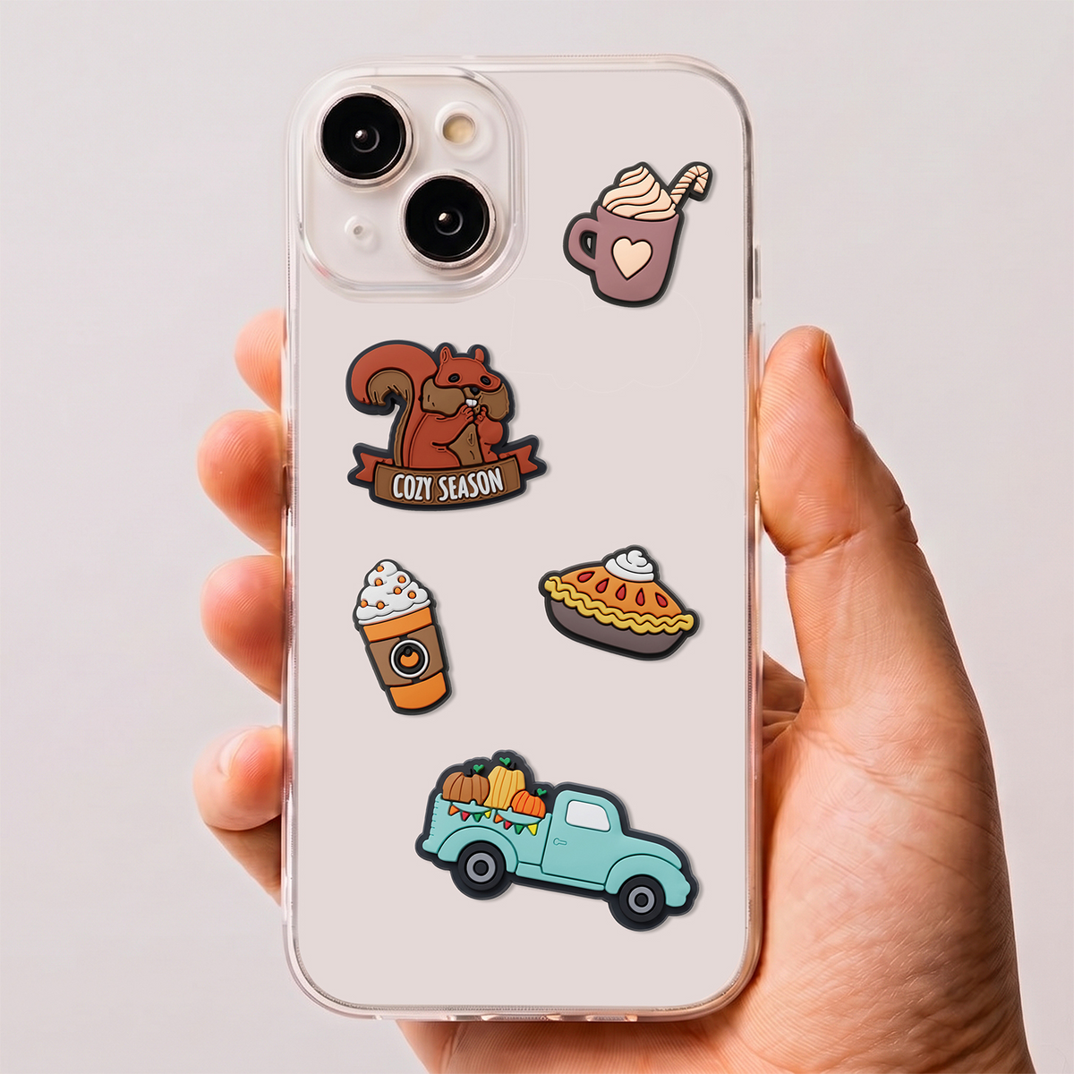 Autocollants 3D OEM Pumpkin Spice pour coque de téléphone / tablette, lot de 5, multicolores