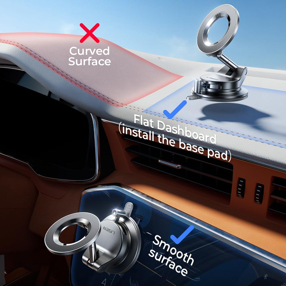 Support Auto Magnétique Lisen A608, 4 pouces - 7 pouces, Noir