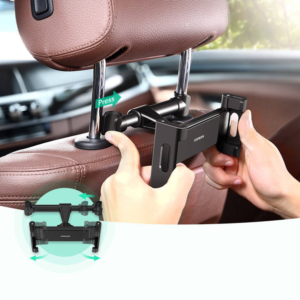 Support Auto Appui-tête UGREEN LP160 (60108) pour Téléphone / Tablette, 4.7 pouces - 12.9 pouces, Noir