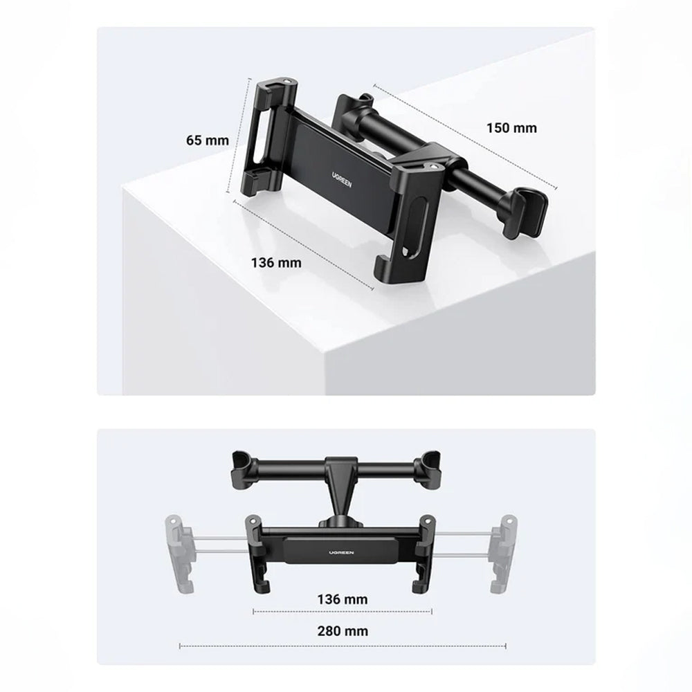 Support Auto Appui-tête UGREEN LP160 (60108) pour Téléphone / Tablette, 4.7 pouces - 12.9 pouces, Noir