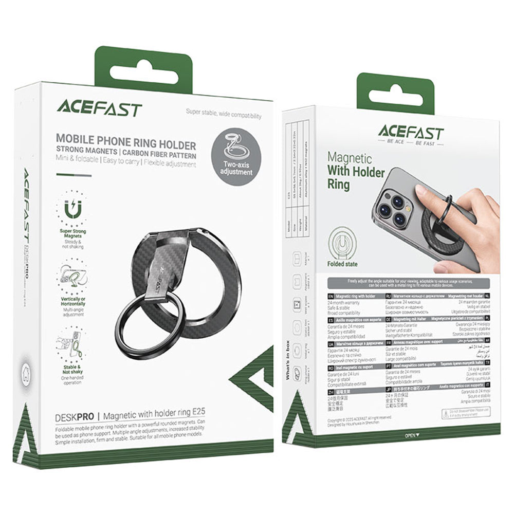 Support Anneau Acefast E25, Universel, Noir