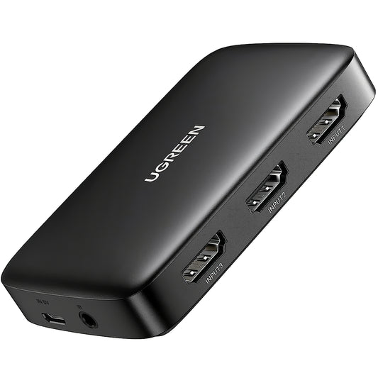 Video-Umschalter UGREEN CM332, 3 x HDMI - HDMI, Schwarz
