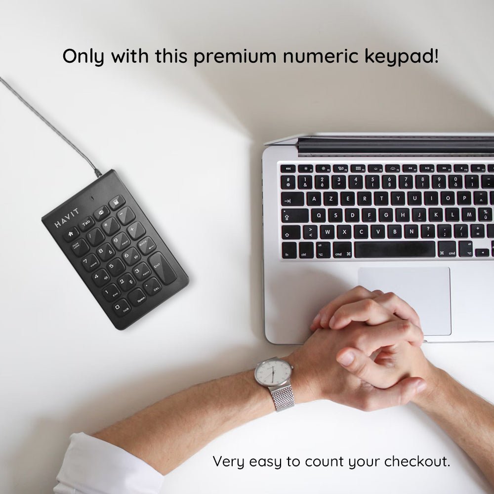 Clavier Numérique Filaire USB HAVIT KB223, 1.5m, Noir