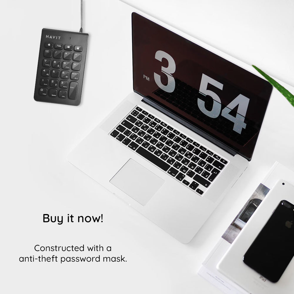 Clavier Numérique Filaire USB HAVIT KB223, 1.5m, Noir