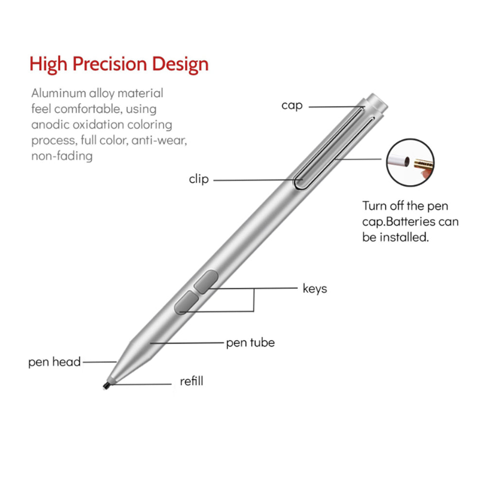 Touch Pen Techsuit F94S für Microsoft Surface / Asus Transformer / Zen / Vivobook / HP Envy / Pavilion / Spectre, Aktive Version, Schwarz