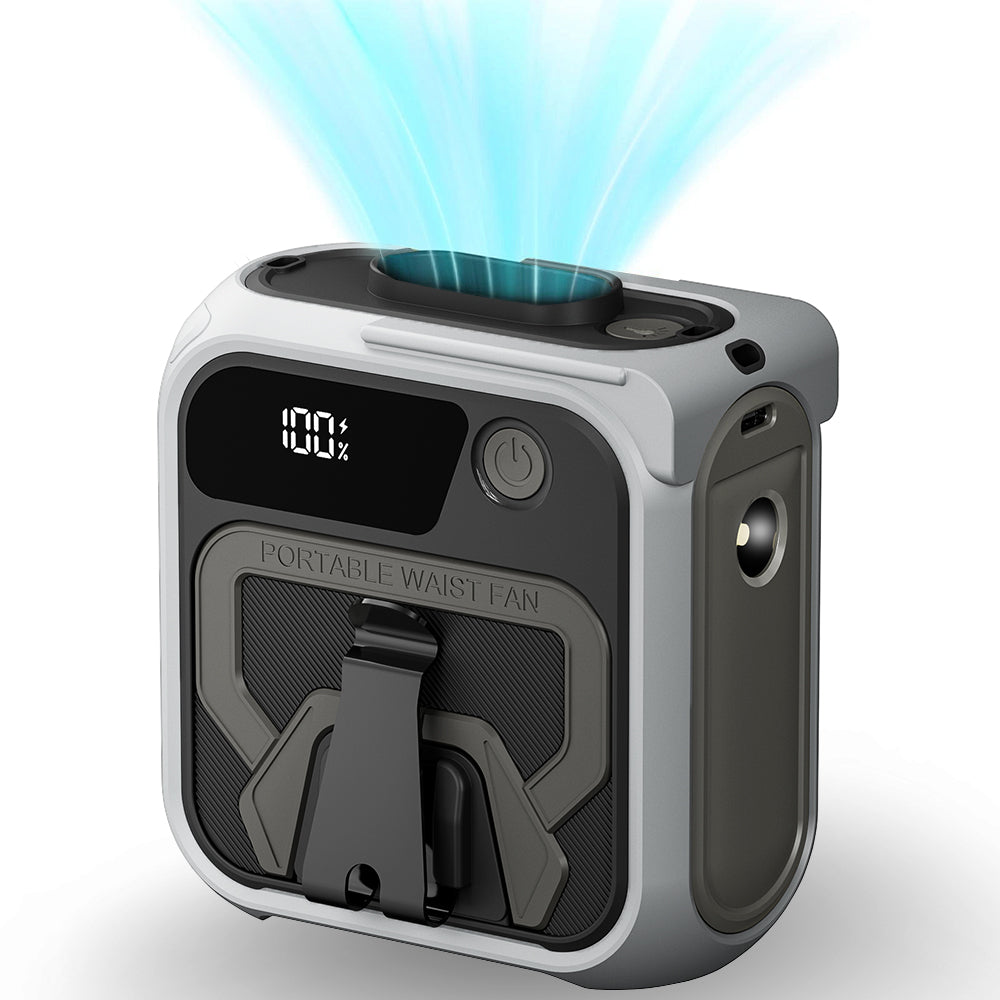 Ventilateur Portable Techsuit Z13 avec batterie externe 10000mAh, Gris