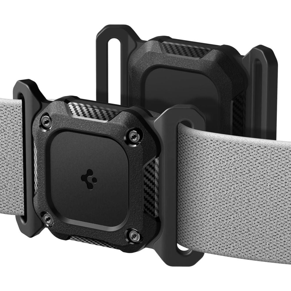 Pet Collar with Spigen Tough Armor Holder for Apple AirTag, Black