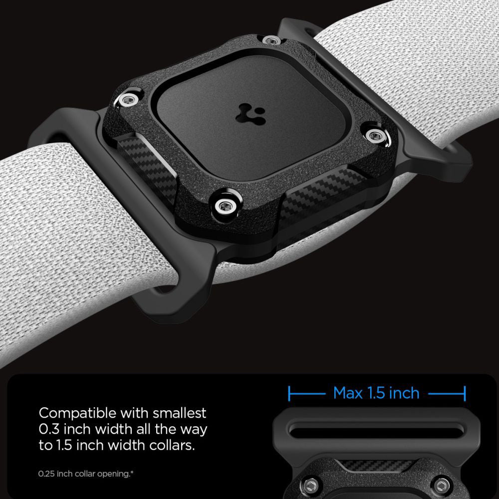 Pet Collar with Spigen Tough Armor Holder for Apple AirTag, Black