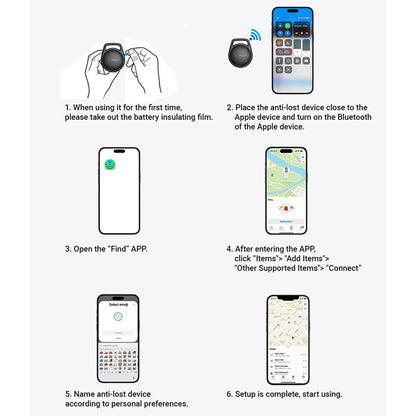 Acefast SmartTag S2 pour séries iOS, Noir