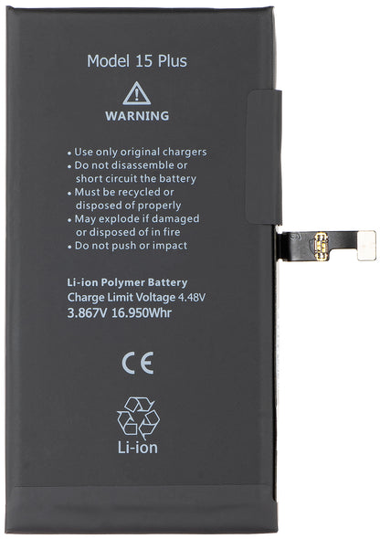 Batterie Apple iPhone 15 Plus, avec intégration de la bande Flex BMS (ne nécessite pas de soudure des contacts)