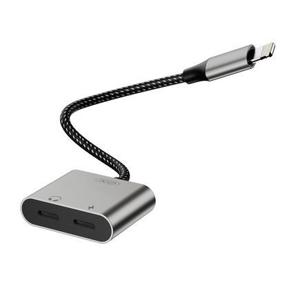 Lightning Audio Adapter - 2 x Lightning XO Design NB-R258A, Gray