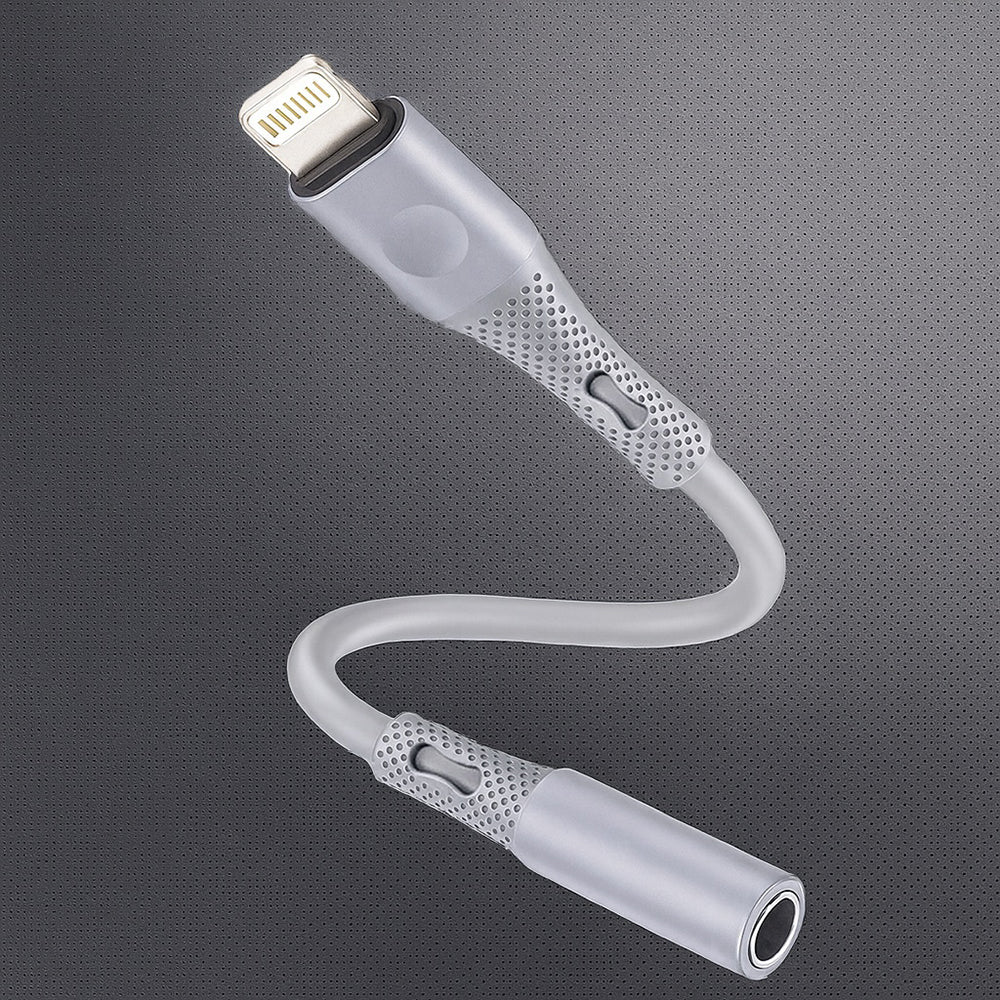 Lightning to 3.5mm Techsuit AC2 SoundFlex Audio Adapter, Gray