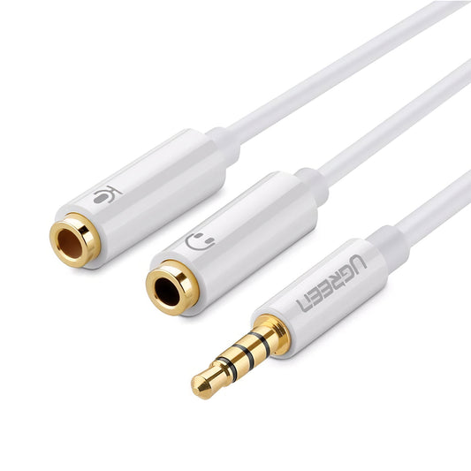 Câble Audio 3.5mm - 2 x 3.5mm UGREEN AV141, 0.2m, Blanc