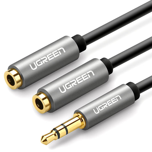 Adaptateur Audio Splitter 3.5mm - 2 x 3.5mm UGREEN AV123 2en1, 0.2m, Gris