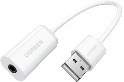 Adaptateur Audio UGREEN US206, USB-A - 3.5mm, Blanc