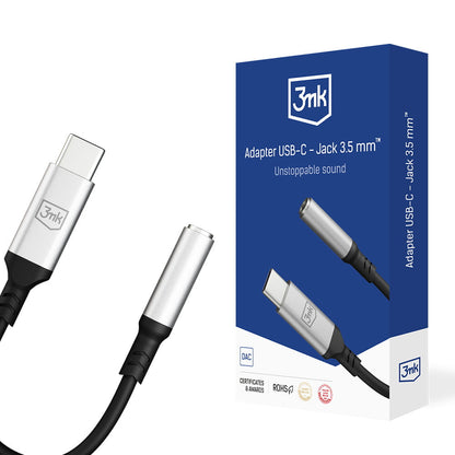Adaptateur Audio USB-C - 3,5 mm 3MK, Argent