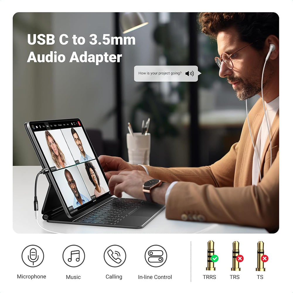 Adaptateur Audio USB-C - 3.5mm UGREEN AV161, Noir