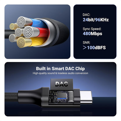 Adaptateur Audio USB-C - 3.5mm UGREEN AV161, Noir