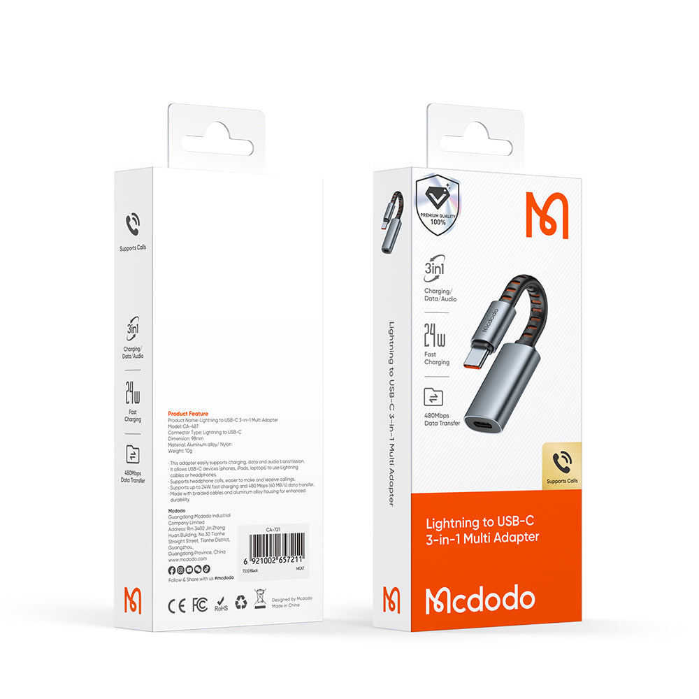 Audio-Adapter USB-C - Lightning McDodo CA-4870, Grau