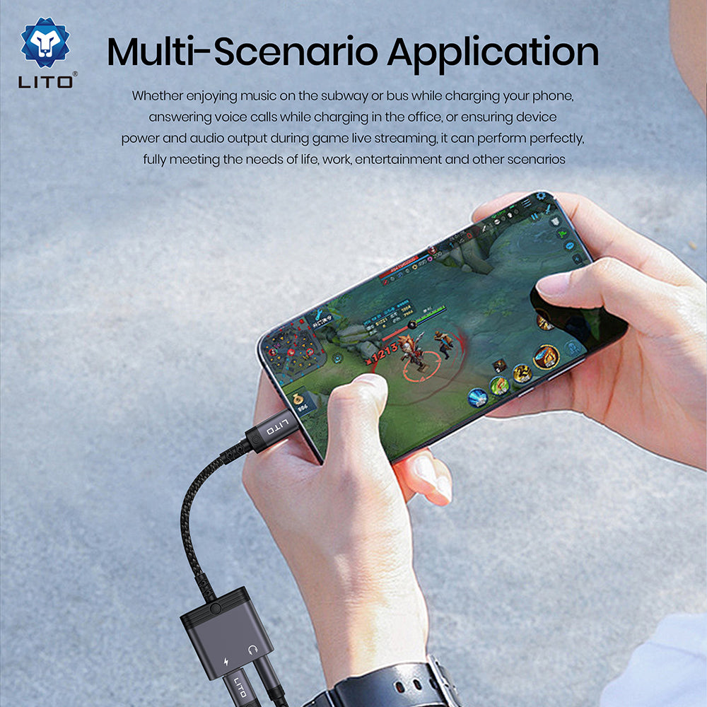 Adaptateur Audio USB-C - USB-C / 3.5mm Lito LA04T, Noir