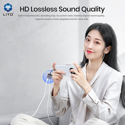 Adaptateur Audio USB-C - USB-C / 3.5mm Lito LA04T, Noir