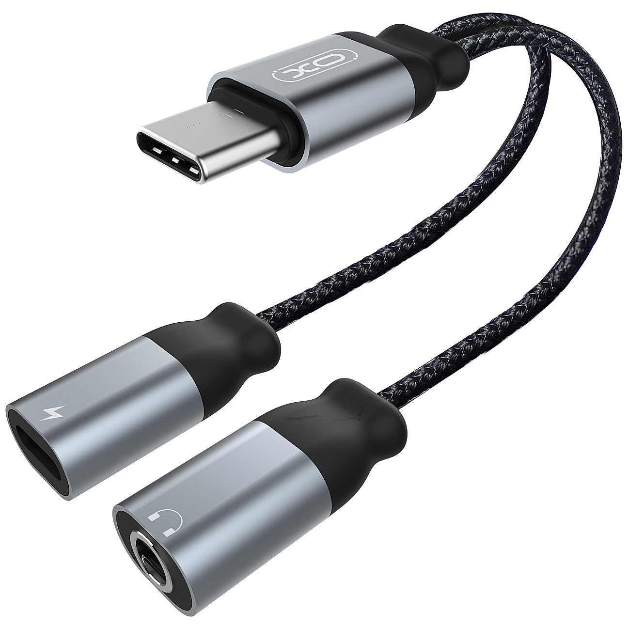 Audioadapter USB-C - USB-C / 3,5mm XO Design NBR160B, Schwarz