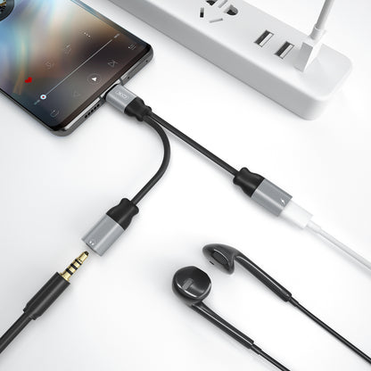 Audioadapter USB-C - USB-C / 3,5mm XO Design NBR160B, Schwarz